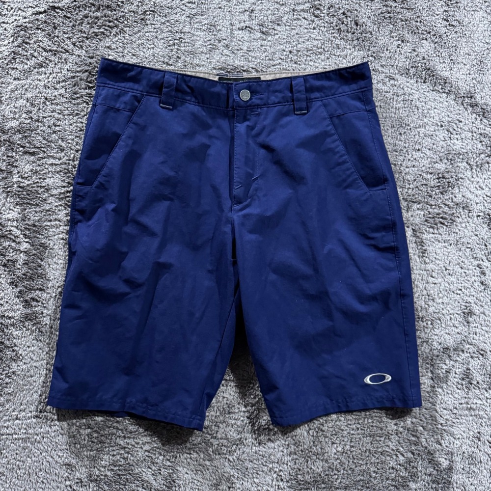 Oakley Mens Performance Golf Shorts Navy Blue Active Tech 35 Waist 10 Inseam